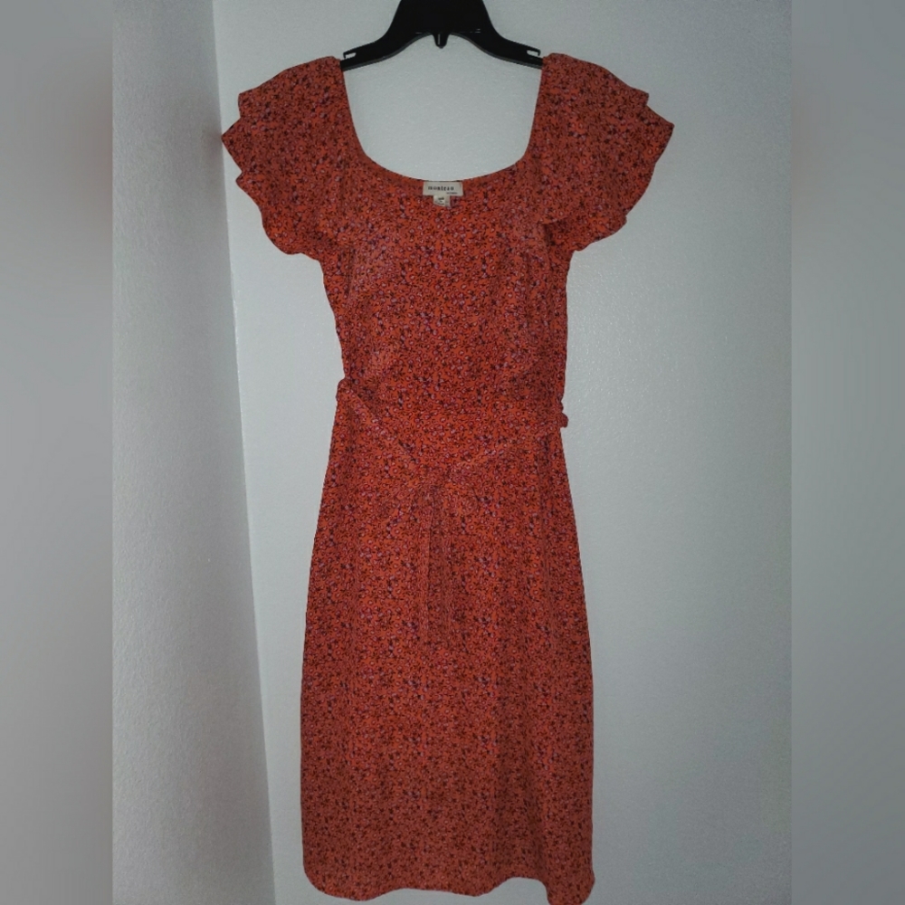 Orange and purple flower pattern dress